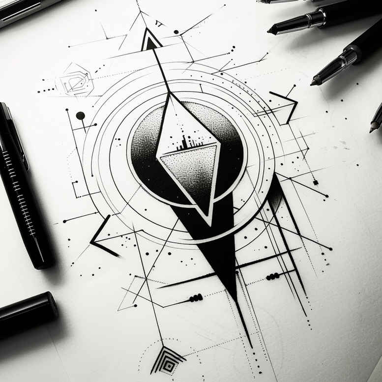 geometric tattoo design ideas precision lines universe embodying perseverance