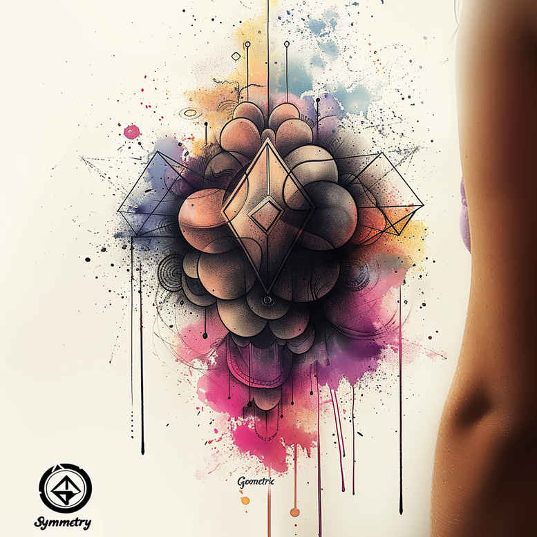 geometric tattoo design ideas crystal structure zen for elbow