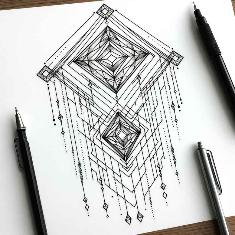 geometric tattoo design ideas limited palette zen for heel