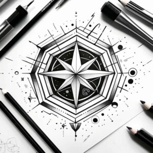 tattoo-with-planes – tattoo design ideas free ai generated – pinprick – for-upper-arm – Gallery: geometric-inkby-ai