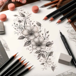 tattoo-with-planes – tattoo design ideas free ai generated – single-color – for-behind-ear – Gallery: geometric-inkby-ai