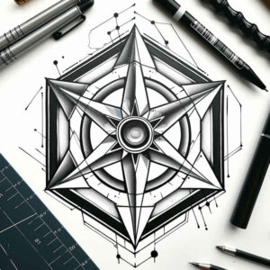 triangle-tattoo – tattoo design ideas free ai generated – quiet-art – for-behind-ear – Gallery: geometric-inkby-ai