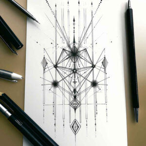 triangle-tattoo – tattoo design ideas free ai generated – soft-touch – for-back-shoulder – Gallery: geometric-inkby-ai