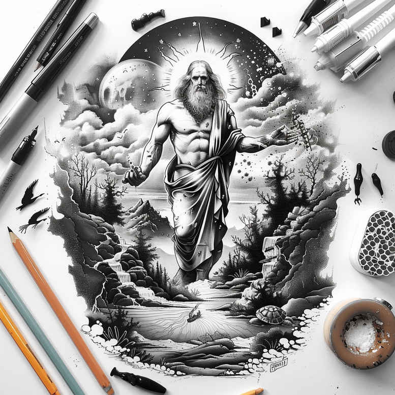 divine-care – tattoo design ideas free ai generated – skin-illusion – for-lower-leg – Gallery: god-inkby-ai