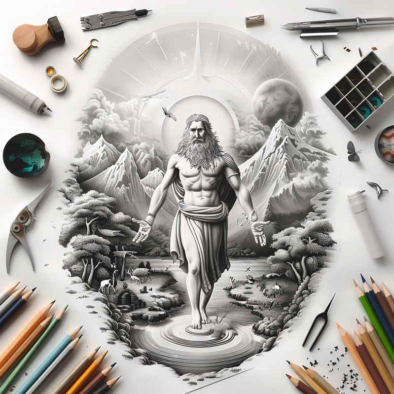 divine-guidance – tattoo design ideas free ai generated – ink-layering – for-upper-back – Gallery: god-inkby-ai
