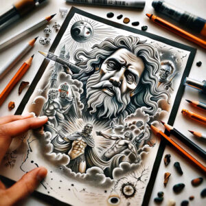divine-inspiration – tattoo design ideas free ai generated – contrast-play – for-lower-chest – Gallery: god-inkby-ai