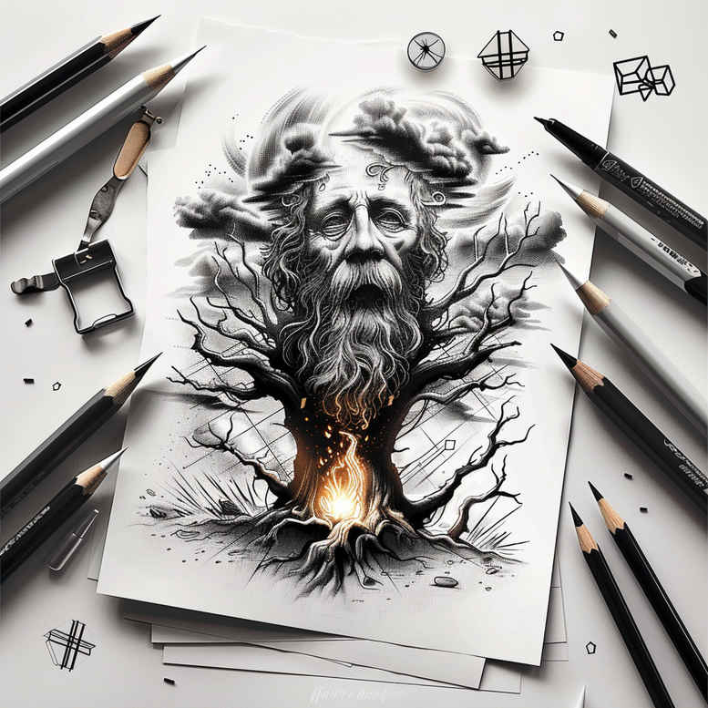 divine-inspiration – tattoo design ideas free ai generated – photographic-quality – for-lower-leg – Gallery: god-inkby-ai