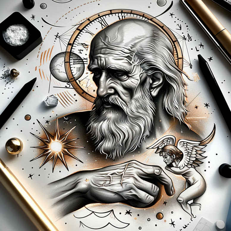 divine-light-symbol – tattoo design ideas free ai generated – optical-depth – for-lower-leg – Gallery: god-inkby-ai