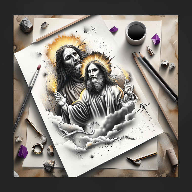 divine-love – tattoo design ideas free ai generated – contour-shading – for-forearm – Gallery: god-inkby-ai