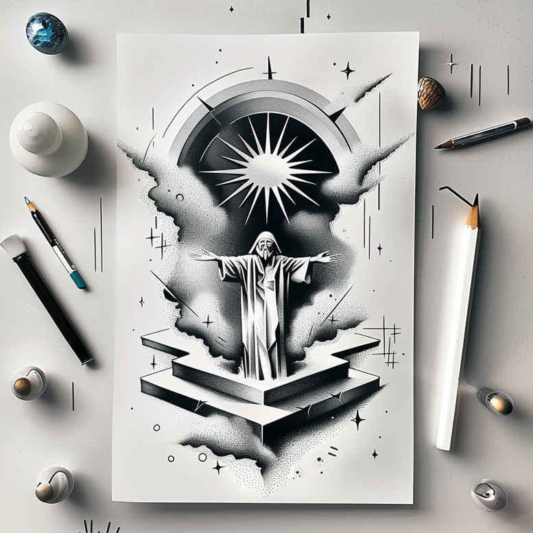 divine-mystery – tattoo design ideas free ai generated – realistic-proportions – for-foot – Gallery: god-inkby-ai