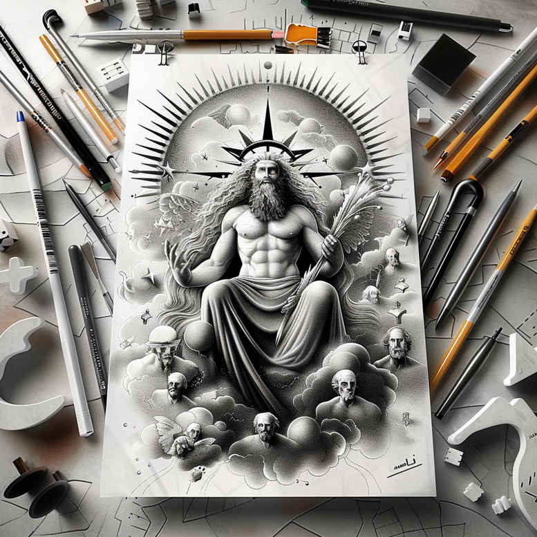 divine-mystery – tattoo design ideas free ai generated – soft-transitions – for-shoulder – Gallery: god-inkby-ai