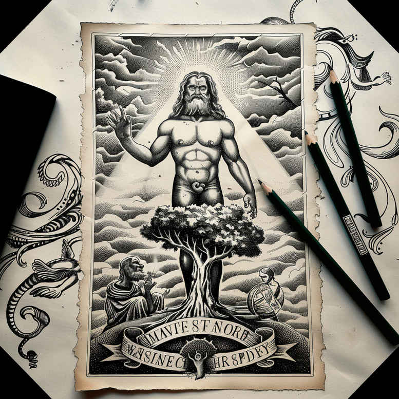 divine-plan – tattoo design ideas free ai generated – neotraditional-classic-shading – for-shin – Gallery: god-inkby-ai