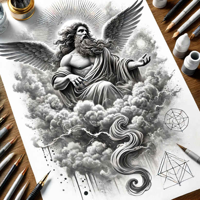 divine-will – tattoo design ideas free ai generated – volume-effect – for-lower-chest – Gallery: god-inkby-ai