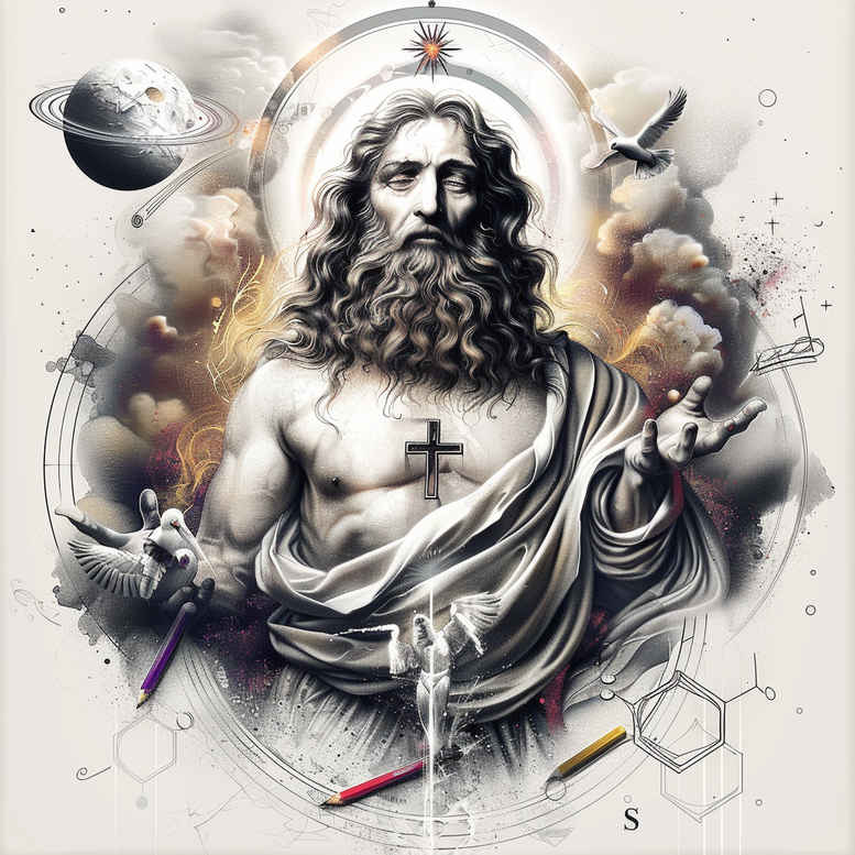god-in-nature – tattoo design ideas free ai generated – natural-contrast – for-scapula – Gallery: god-inkby-ai
