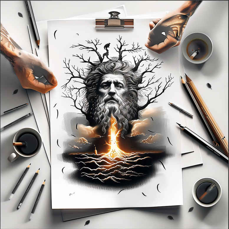 god-of-truth – tattoo design ideas free ai generated – tactile-shading – for-stomach – Gallery: god-inkby-ai