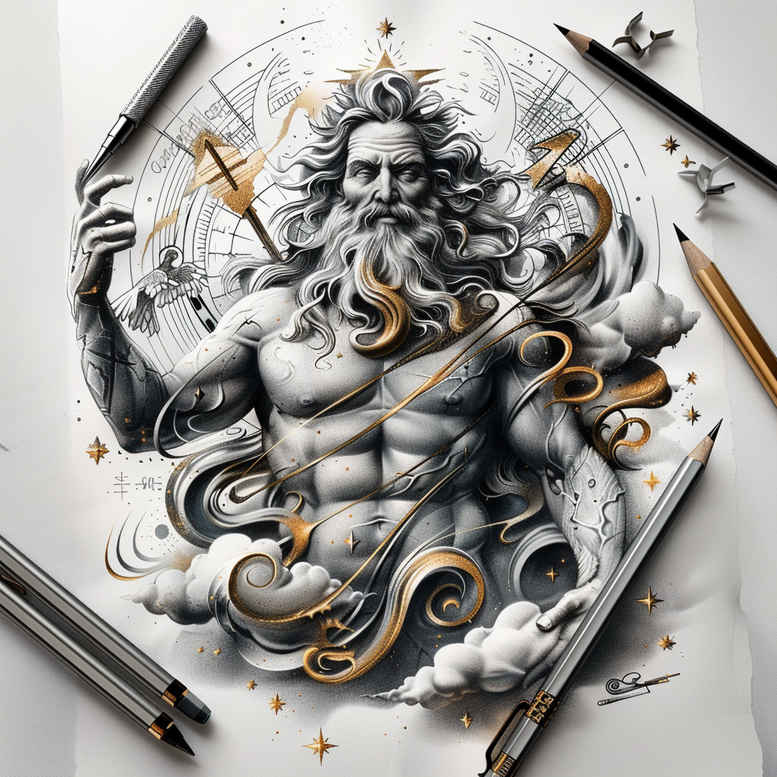 god-of-universe – tattoo design ideas free ai generated – realistic-texture – for-lower-chest – Gallery: god-inkby-ai