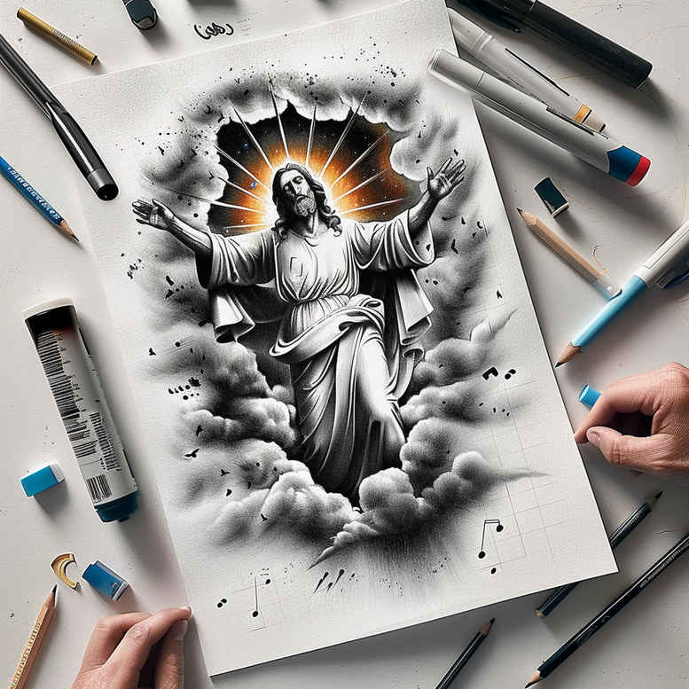 higher-power – tattoo design ideas free ai generated – smooth-blackwork – for-neck – Gallery: god-inkby-ai