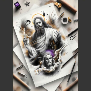 faith-symbol-neotraditional-vivid-gradients-for-scapula – tattoo design ideas free ai generated – Gallery: god-inkby-ai