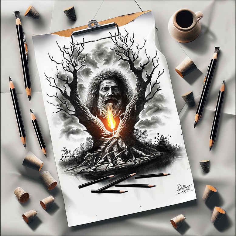 merciful-god – tattoo design ideas free ai generated – reflective-light – for-ribs – Gallery: god-inkby-ai