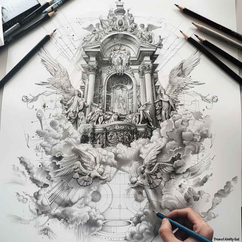 merciful-god – tattoo design ideas free ai generated – reflective-light – for-stomach – Gallery: god-inkby-ai