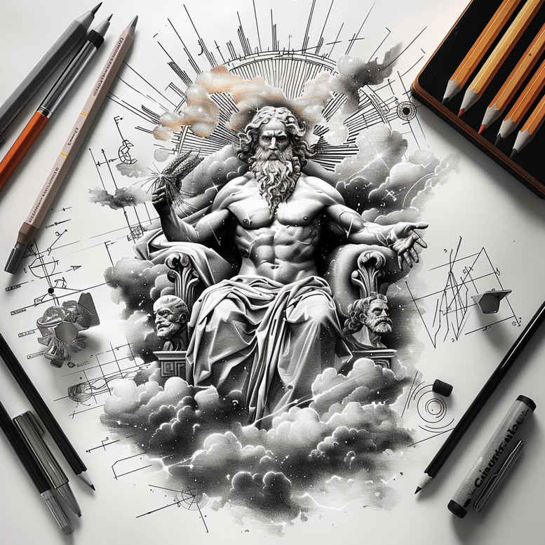 mystical-god – tattoo design ideas free ai generated – depth-shading – for-abdomen – Gallery: god-inkby-ai