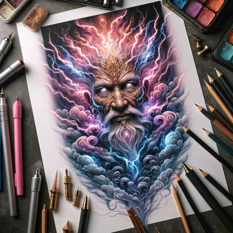 mystical-god – tattoo design ideas free ai generated – realistic-proportions – for-outer-arm – Gallery: god-inkby-ai