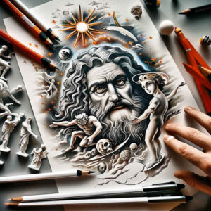 mystical-god – tattoo design ideas free ai generated – smooth-gradients – for-behind-ear – Gallery: god-inkby-ai