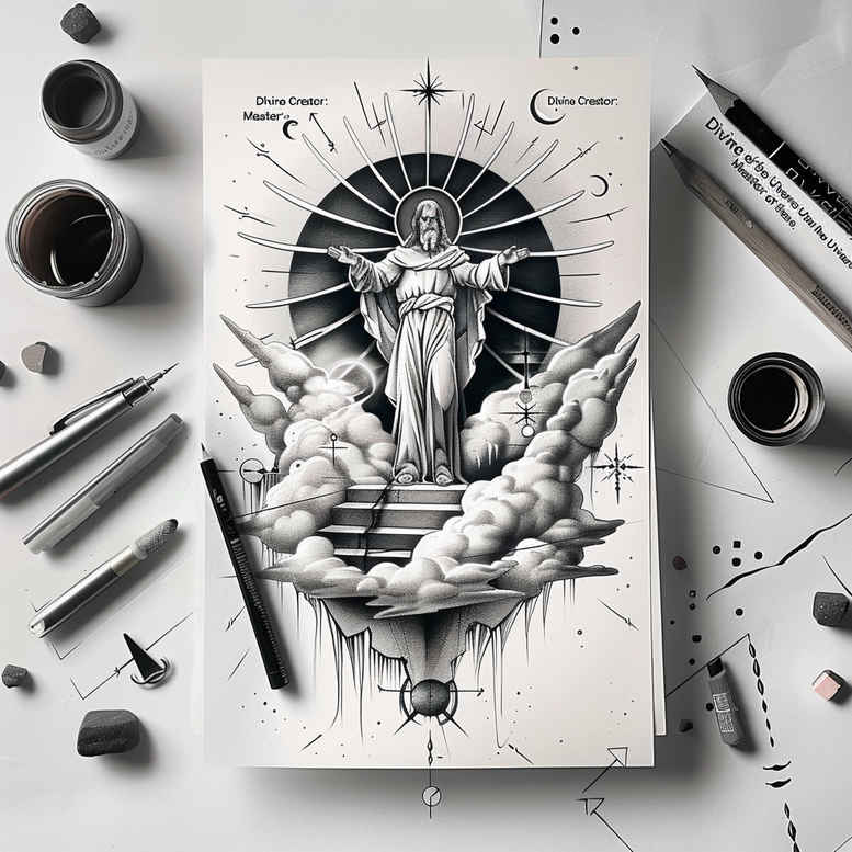 prayer-god – tattoo design ideas free ai generated – visual-accuracy – for-behind-ear – Gallery: god-inkby-ai