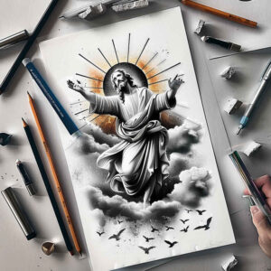 protector-god – tattoo design ideas free ai generated – real-ink-flow – for-back-shoulder – Gallery: god-inkby-ai