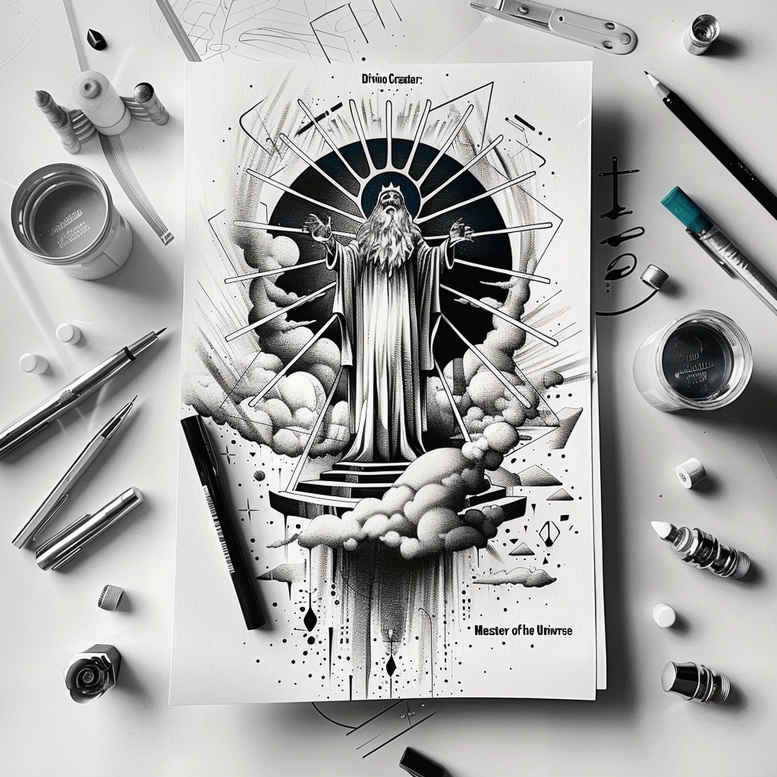 sacred-presence – tattoo design ideas free ai generated – illusion-of-depth – for-full-back – Gallery: god-inkby-ai