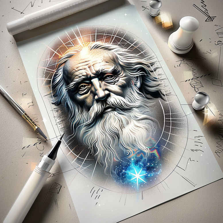 sacred-presence – tattoo design ideas free ai generated – minimal-grain – for-outer-arm – Gallery: god-inkby-ai