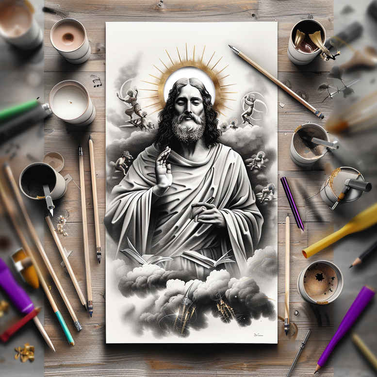sacred-presence – tattoo design ideas free ai generated – real-life-shading – for-behind-ear – Gallery: god-inkby-ai