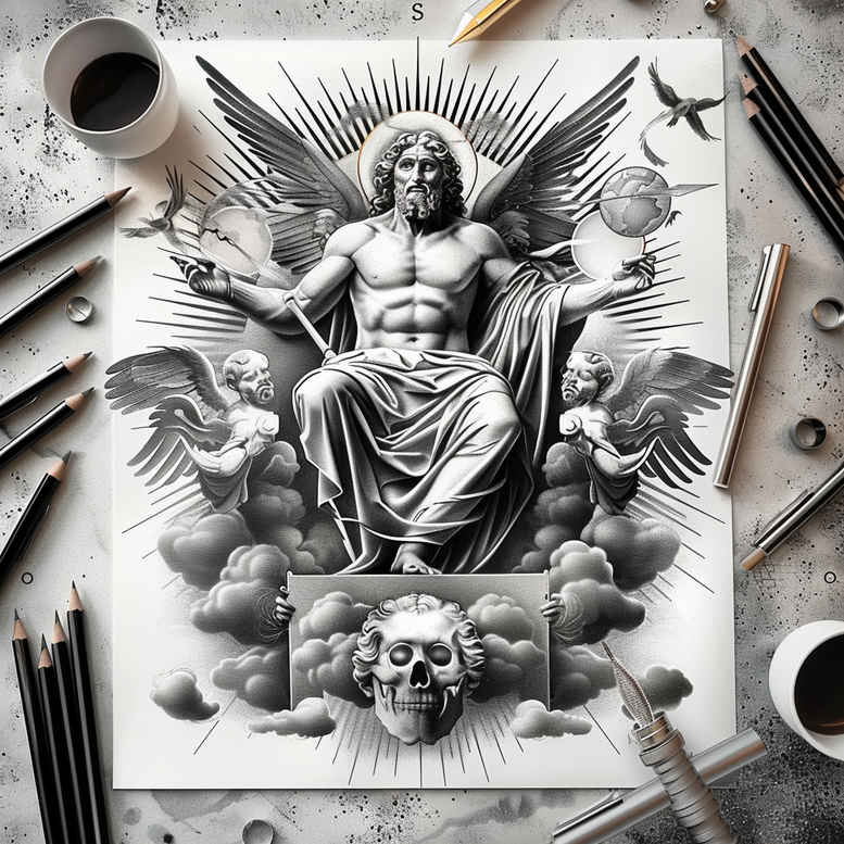 spiritual-power – tattoo design ideas free ai generated – realistic-color – for-shin – Gallery: god-inkby-ai