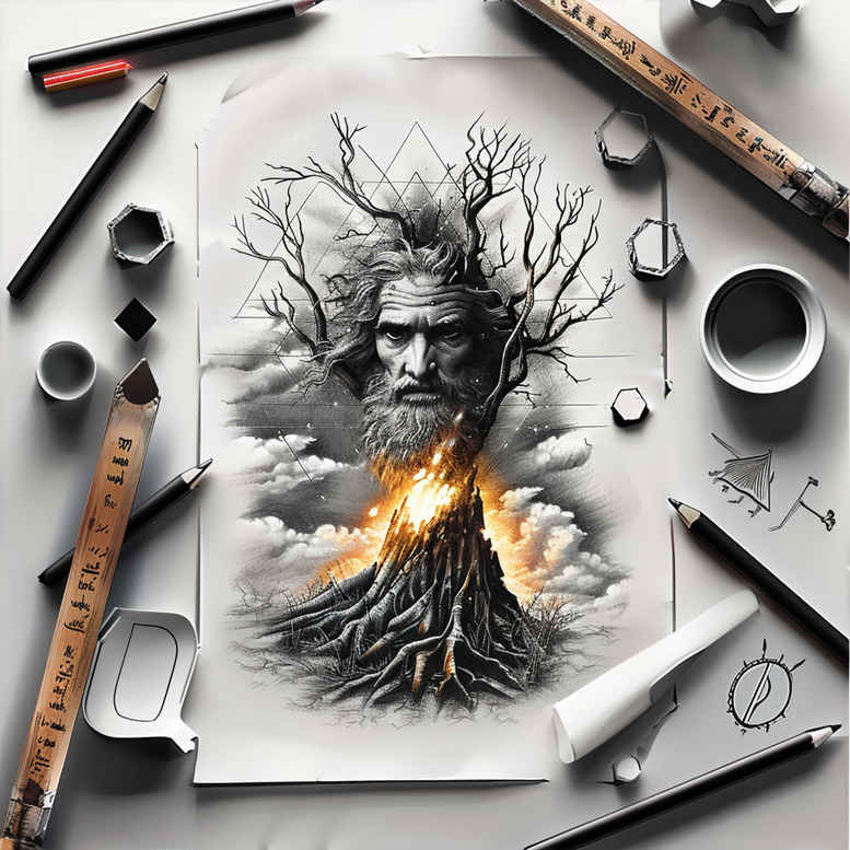 spiritual-power – tattoo design ideas free ai generated – studio-quality – for-calf – Gallery: god-inkby-ai
