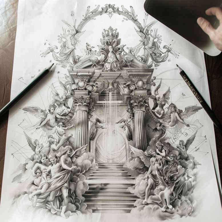 spiritual-presence – tattoo design ideas free ai generated – depth-shading – for-palm – Gallery: god-inkby-ai