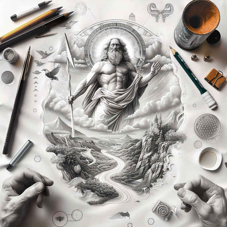 spiritual-support – tattoo design ideas free ai generated – neotraditional-defined-outlines – for-lower-chest – Gallery: god-inkby-ai