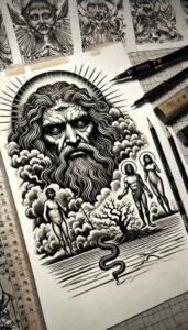 god tattoo design ideas Surrealism morphic transformation ancient meaning courage