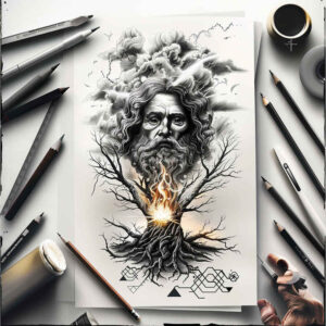 god tattoo design ideas Surrealism symbolism cosmic for arm