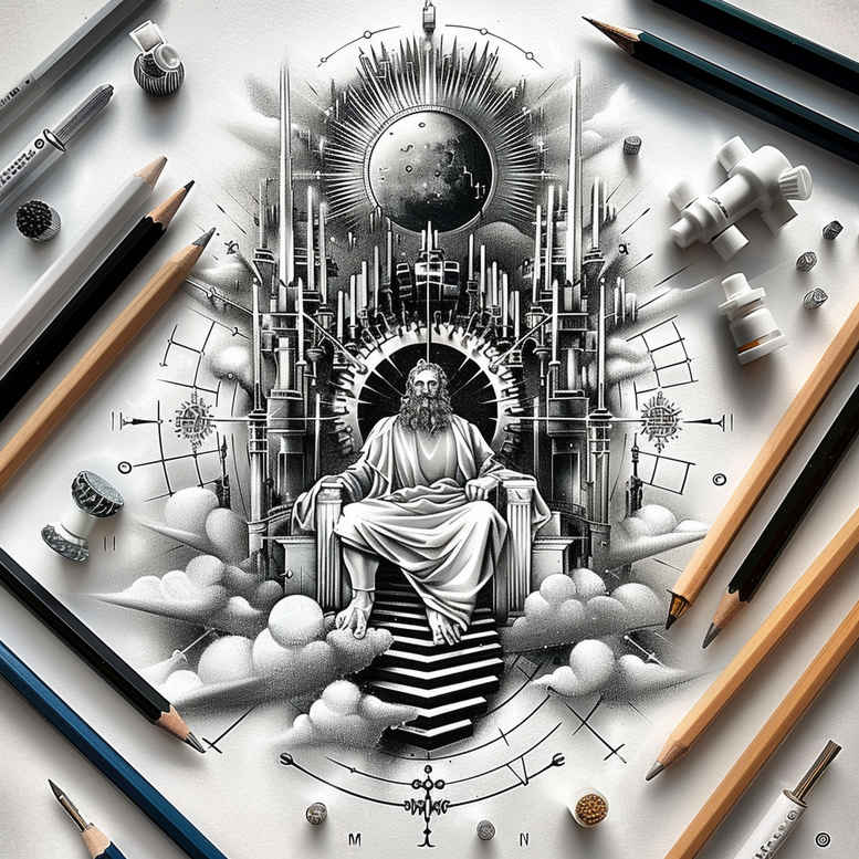 god tattoo design ideas Surrealism juxtaposition divine strength represents perseverance