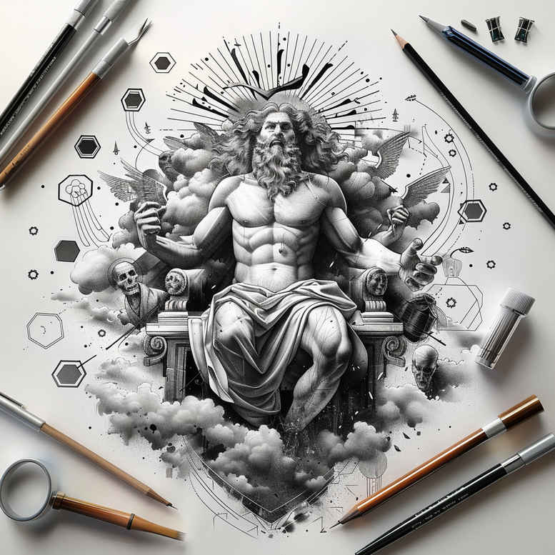 god tattoo design ideas Realism hyper-realistic grace embodying resilience
