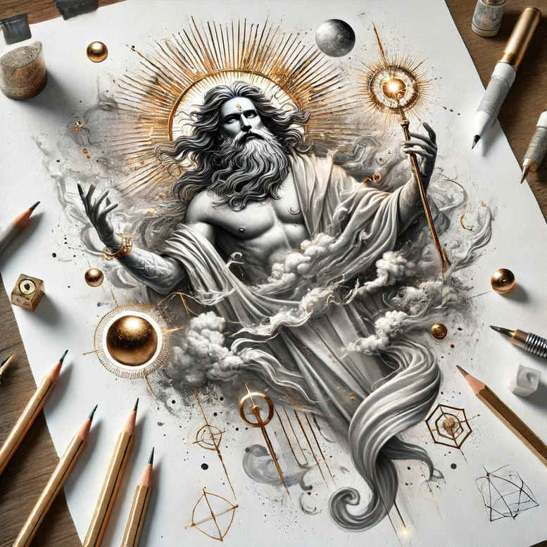 god tattoo design ideas precise lines holy courage and power