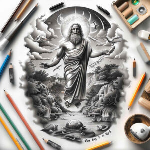 god tattoo design ideas Realism studio quality majestic embodying resilience