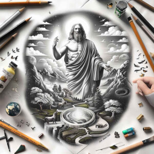 god tattoo design ideas textured fills powerful for upper thigh