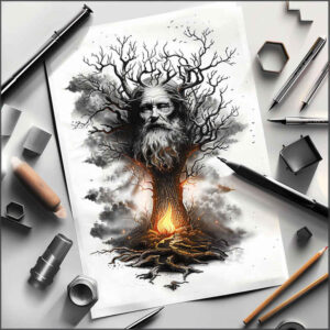 god tattoo design ideas Neotraditional dynamic color spiritual energy meaning courage