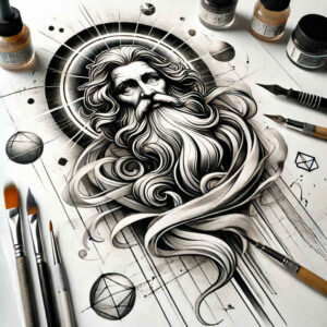 god tattoo design ideas Realism blended gradients spiritual energy meaning perseverance