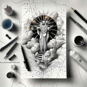 god tattoo design ideas Realism dynamic shadows spiritual energy symbol of determination