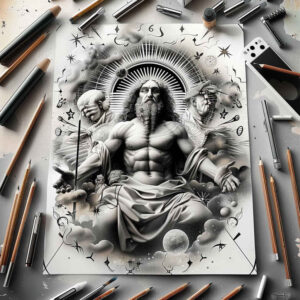 god tattoo design ideas Realism deep shadows symbolic for back shoulder