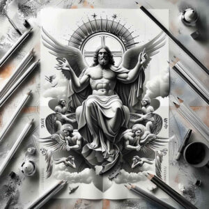 god tattoo design ideas bold color symbolic symbolising strength