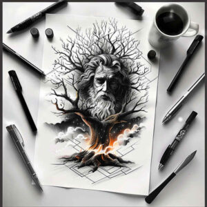 transcendence – tattoo design ideas free ai generated – blended-gradients – for-abdomen – Gallery: god-inkby-ai