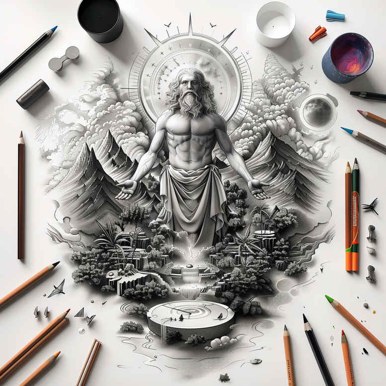 transcendence – tattoo design ideas free ai generated – fine-lines – for-outer-arm – Gallery: god-inkby-ai
